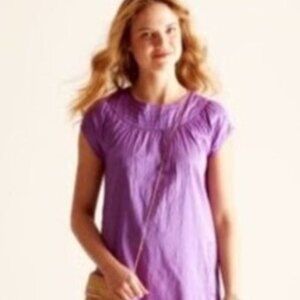Calypso by Christiane Celle St. Barth Silk Purple Smocked Shift Dress, Sz M